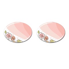 Flower Sunflower Wave Waves Pink Cufflinks (oval)