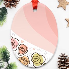 Flower Sunflower Wave Waves Pink Oval Ornament (two Sides)