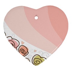 Flower Sunflower Wave Waves Pink Heart Ornament (two Sides)