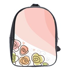 Flower Sunflower Wave Waves Pink School Bag (large) by Mariart