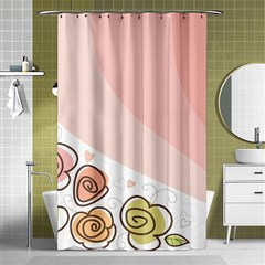 Flower Sunflower Wave Waves Pink Shower Curtain 48  X 72  (small)  by Mariart