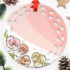 Flower Sunflower Wave Waves Pink Ornament (round Filigree)