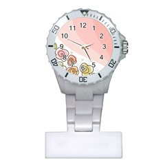 Flower Sunflower Wave Waves Pink Plastic Nurses Watch by Mariart