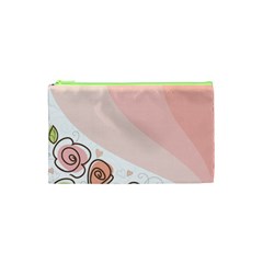 Flower Sunflower Wave Waves Pink Cosmetic Bag (xs)