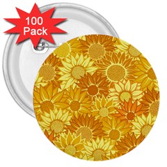 Flower Sunflower Floral Beauty Sexy 3  Buttons (100 Pack) 