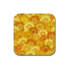 Flower Sunflower Floral Beauty Sexy Rubber Coaster (square) 