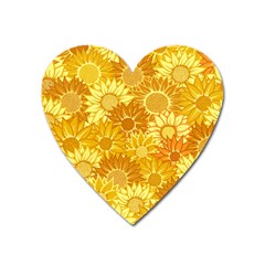 Flower Sunflower Floral Beauty Sexy Heart Magnet by Mariart