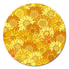 Flower Sunflower Floral Beauty Sexy Magnet 5  (round) by Mariart