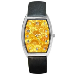 Flower Sunflower Floral Beauty Sexy Barrel Style Metal Watch