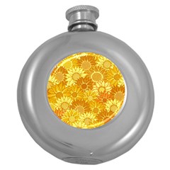 Flower Sunflower Floral Beauty Sexy Round Hip Flask (5 Oz) by Mariart