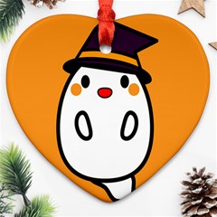 Halloween Ghost Orange Ornament (heart)