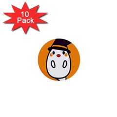 Halloween Ghost Orange 1  Mini Buttons (10 Pack)  by Mariart