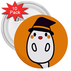 Halloween Ghost Orange 3  Buttons (10 Pack)  by Mariart