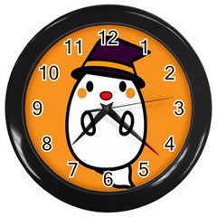 Halloween Ghost Orange Wall Clocks (black)