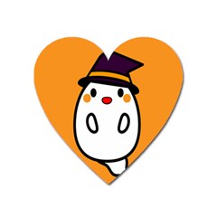 Halloween Ghost Orange Heart Magnet by Mariart