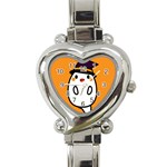 Halloween Ghost Orange Heart Italian Charm Watch Front