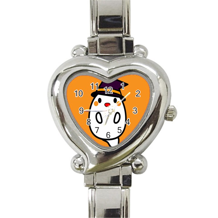 Halloween Ghost Orange Heart Italian Charm Watch