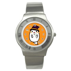 Halloween Ghost Orange Stainless Steel Watch