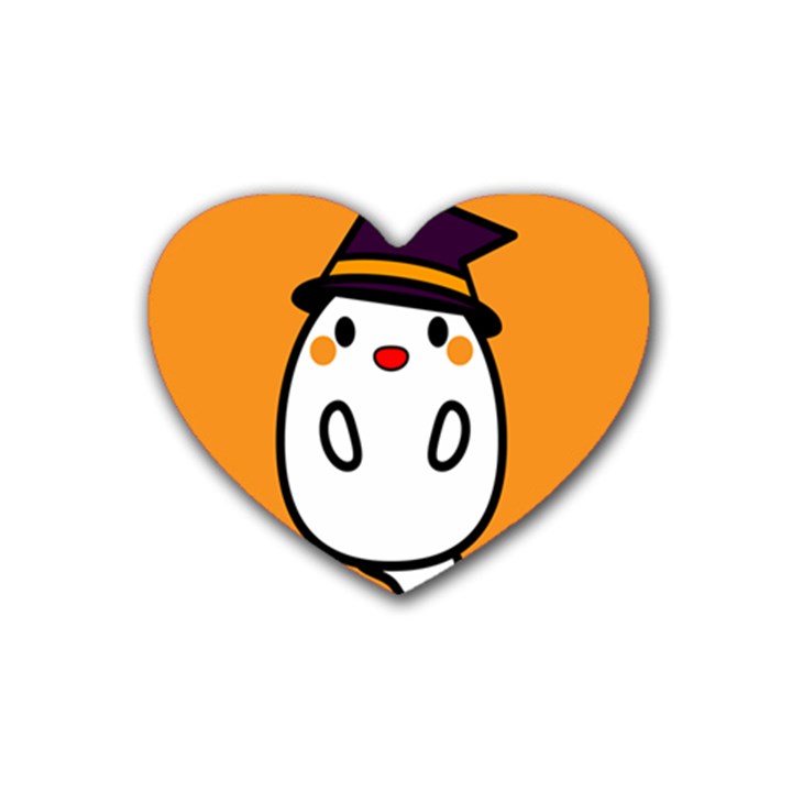 Halloween Ghost Orange Rubber Coaster (Heart) 