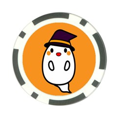 Halloween Ghost Orange Poker Chip Card Guard