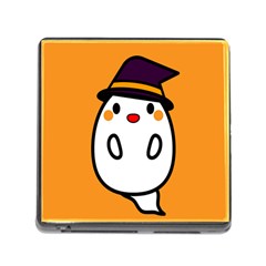 Halloween Ghost Orange Memory Card Reader (square) by Mariart