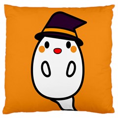 Halloween Ghost Orange Large Cushion Case (one Side) by Mariart