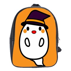 Halloween Ghost Orange School Bag (xl) by Mariart