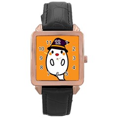 Halloween Ghost Orange Rose Gold Leather Watch  by Mariart