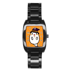 Halloween Ghost Orange Stainless Steel Barrel Watch by Mariart