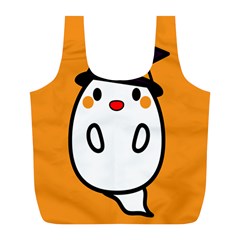 Halloween Ghost Orange Full Print Recycle Bags (l)  by Mariart