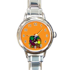 Healthy Vegetables Food Round Italian Charm Watch by Mariart