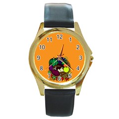 Healthy Vegetables Food Round Gold Metal Watch by Mariart