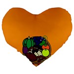 Healthy Vegetables Food Large 19  Premium Flano Heart Shape Cushions Back