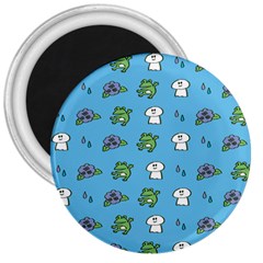 Frog Ghost Rain Flower Green Animals 3  Magnets by Mariart