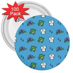 Frog Ghost Rain Flower Green Animals 3  Buttons (100 Pack) 