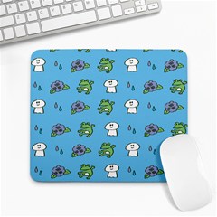 Frog Ghost Rain Flower Green Animals Large Mousepads by Mariart