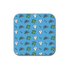 Frog Ghost Rain Flower Green Animals Rubber Coaster (square) 