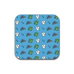 Frog Ghost Rain Flower Green Animals Rubber Coaster (Square)  Front