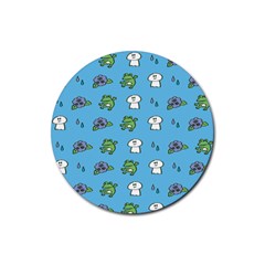 Frog Ghost Rain Flower Green Animals Rubber Round Coaster (4 Pack)  by Mariart