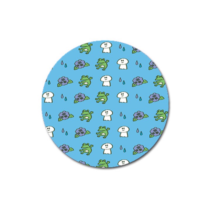 Frog Ghost Rain Flower Green Animals Magnet 3  (Round)