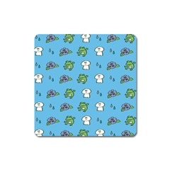 Frog Ghost Rain Flower Green Animals Square Magnet by Mariart