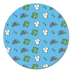 Frog Ghost Rain Flower Green Animals Magnet 5  (round) by Mariart