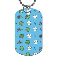 Frog Ghost Rain Flower Green Animals Dog Tag (two Sides) by Mariart