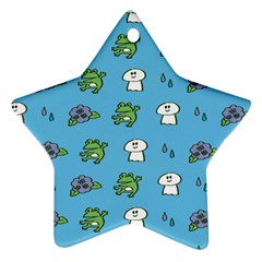 Frog Ghost Rain Flower Green Animals Star Ornament (two Sides)