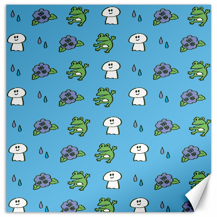 Frog Ghost Rain Flower Green Animals Canvas 20  x 20  