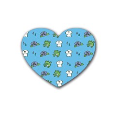 Frog Ghost Rain Flower Green Animals Rubber Coaster (heart) 