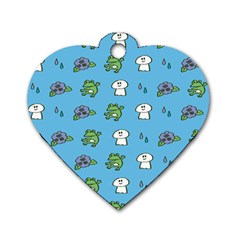 Frog Ghost Rain Flower Green Animals Dog Tag Heart (two Sides)