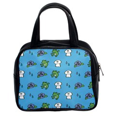 Frog Ghost Rain Flower Green Animals Classic Handbags (2 Sides)