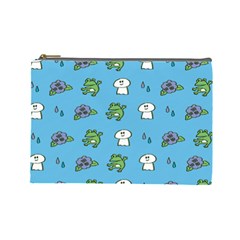 Frog Ghost Rain Flower Green Animals Cosmetic Bag (large) 