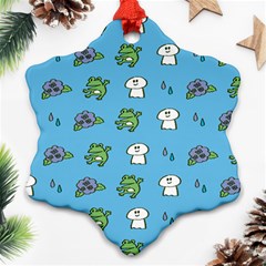 Frog Ghost Rain Flower Green Animals Ornament (snowflake)